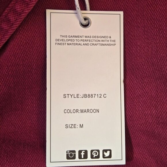 Judy Blue Garment Dyed Boyfriend Double Cuff Overalls M Maroon Streetwear NWT - Picture 15 of 15
